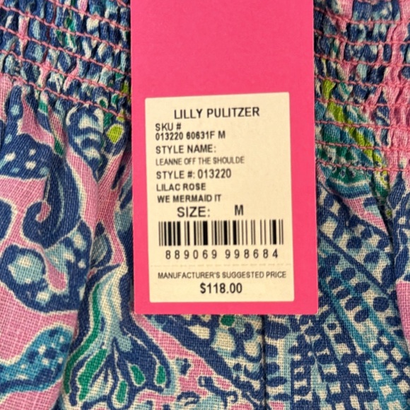 Sz M NWT Lilly Pulitzer off the shoulder linen top - Picture 3 of 4